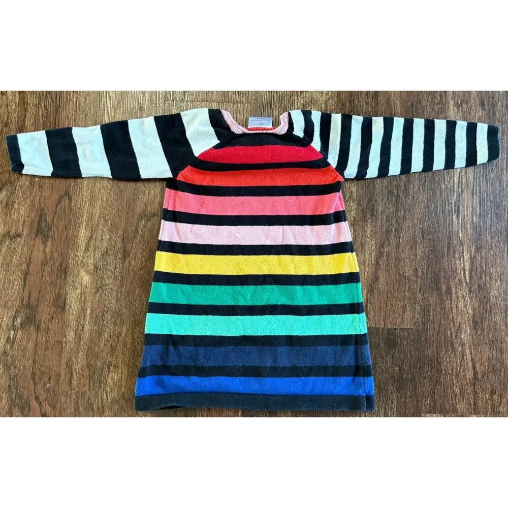 Hanna Andersson Kids Multicolor Striped Long Sleeve Dress Size 100 (3T/4T)